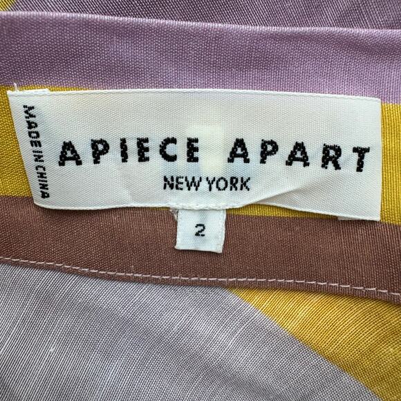 Apiece Apart Feliz Olivio Stripe Asymmetrical Midi Ruffle Linen Silk Skirt Sz 2 - Picture 5 of 10